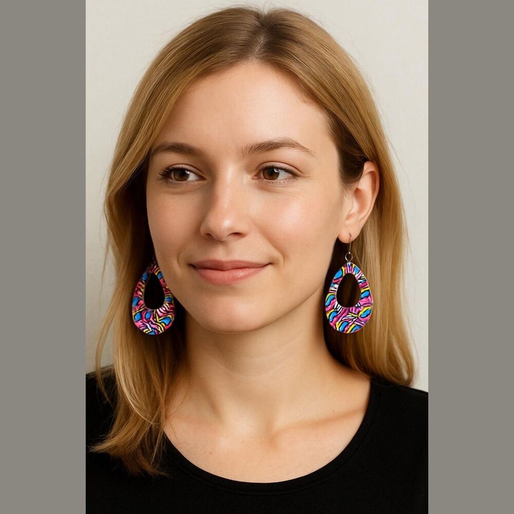 Women's Unbranded Multi-color Abstract Teardrop Earrings One Size